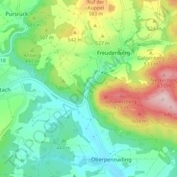 Topografische Karte Hammermühle, Höhe, Relief