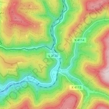 Topografische Karte Gaimühle, Höhe, Relief