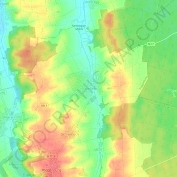 Topografische Karte Schießen, Höhe, Relief