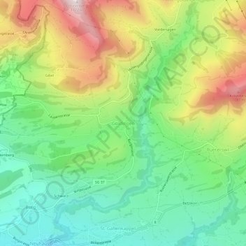 Topografische Karte Goldingen, Höhe, Relief