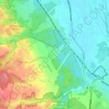 Topografische Karte Altgaul, Höhe, Relief