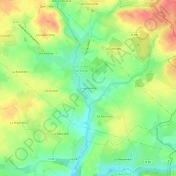 Topografische Karte La Jaumarière, Höhe, Relief