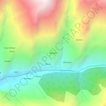 Topografische Karte Micham, Höhe, Relief