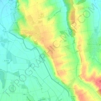 Topografische Karte Spöck, Höhe, Relief