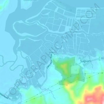 Topografische Karte Angkin, Höhe, Relief