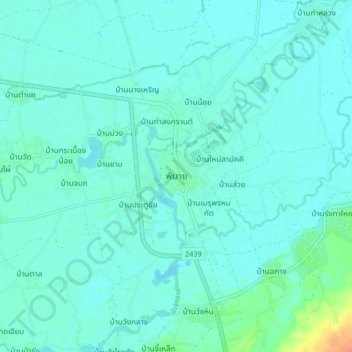 Topografische Karte Phimai, Höhe, Relief