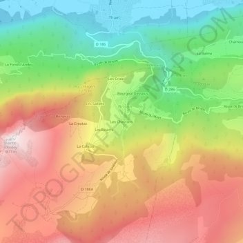 Topografische Karte Les Chevriers, Höhe, Relief