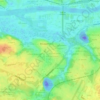 Topografische Karte Belle-vue, Höhe, Relief