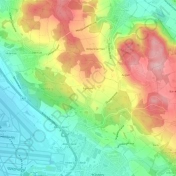 Topografische Karte Egetswil, Höhe, Relief