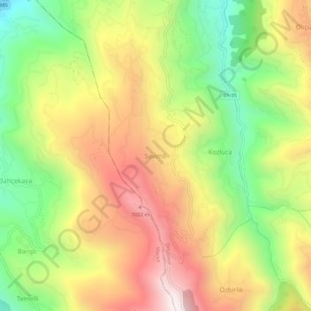 Topografische Karte Sevimli, Höhe, Relief