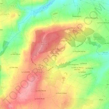 Topografische Karte Tertre de la Motte, Höhe, Relief