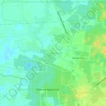 Topografische Karte Cuambogan, Höhe, Relief