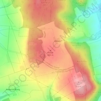 Topografische Karte Heber, Höhe, Relief