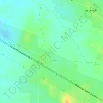 Topografische Karte Las Piraguas, Höhe, Relief