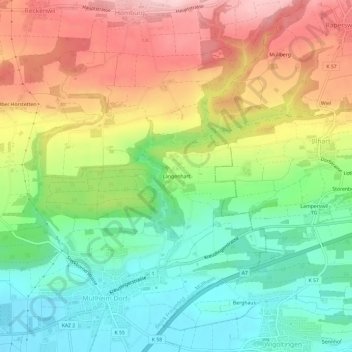 Topografische Karte Langenhart, Höhe, Relief