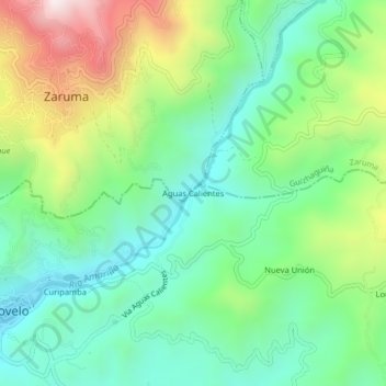 Topografische Karte Aguas Calientes, Höhe, Relief
