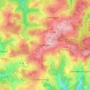 Topografische Karte Erdingen, Höhe, Relief