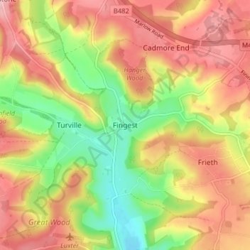 Topografische Karte Fingest, Höhe, Relief