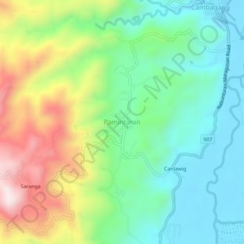 Topografische Karte Pamintaran, Höhe, Relief