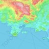 Topografische Karte Toulon, Höhe, Relief