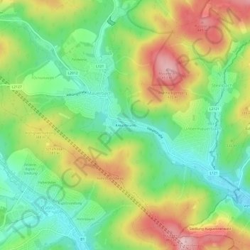 Topografische Karte Kreuzbrunn, Höhe, Relief