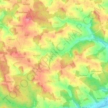 Topografische Karte Ruhstorf, Höhe, Relief