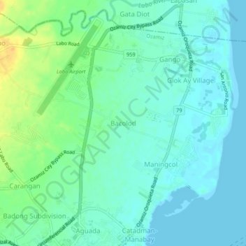 Topografische Karte Bacolod, Höhe, Relief