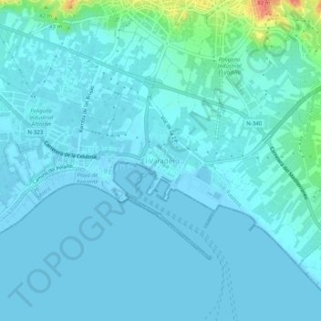 Topografische Karte El Varadero, Höhe, Relief