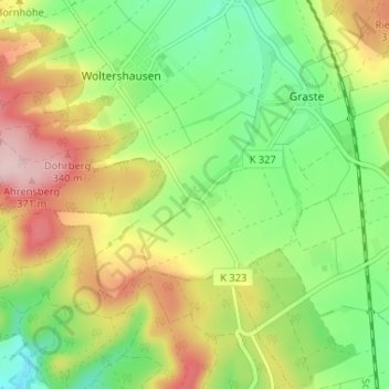 Topografische Karte Hornsen, Höhe, Relief