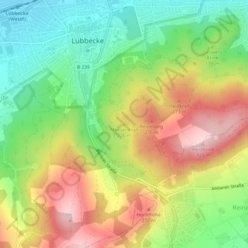 Topografische Karte Meesenkopf, Höhe, Relief