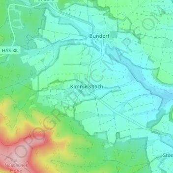 Topografische Karte Kimmelsbach, Höhe, Relief
