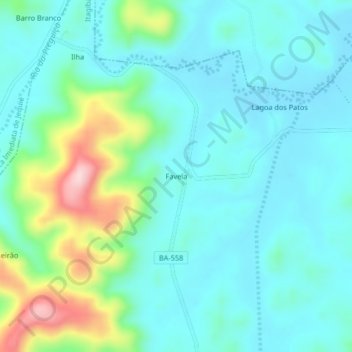 Topografische Karte Favela, Höhe, Relief