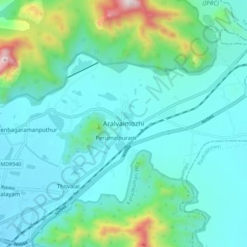 Topografische Karte Aralvaimozhi, Höhe, Relief