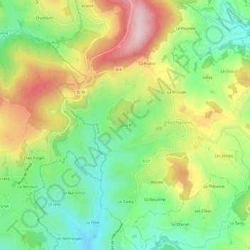 Topografische Karte La Forêt, Höhe, Relief