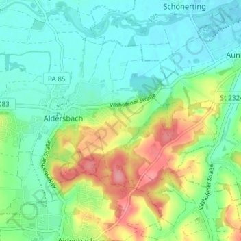 Topografische Karte Wifling, Höhe, Relief