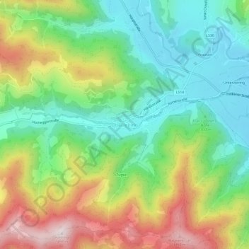 Topografische Karte Oberzeiring, Höhe, Relief