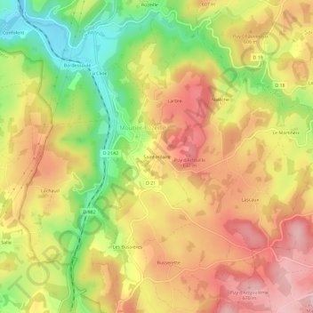 Topografische Karte Saint-Hilaire, Höhe, Relief