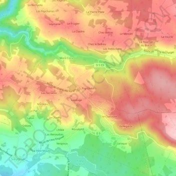 Topografische Karte Puy Chétif, Höhe, Relief