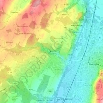 Topografische Karte Höll, Höhe, Relief