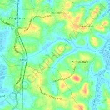 Topografische Karte Kuzhimattom, Höhe, Relief