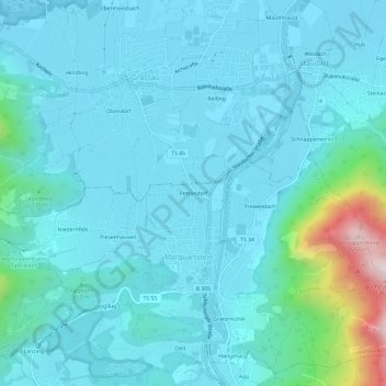 Topografische Karte Pettendorf, Höhe, Relief