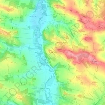 Topografische Karte A Cahuzac, Höhe, Relief