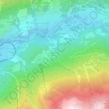 Topografische Karte Chalets du Petit Bonheur, Höhe, Relief