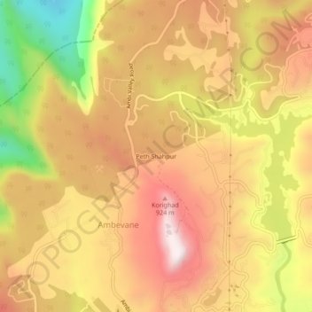Topografische Karte Peth Shahpur, Höhe, Relief