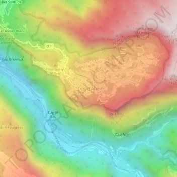Topografische Karte Dos d'Ane, Höhe, Relief