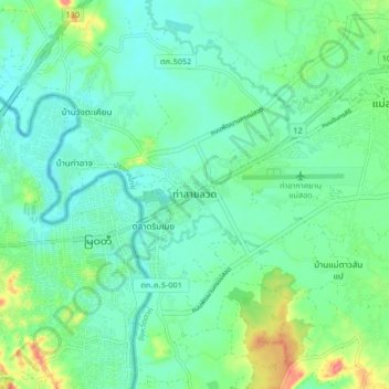 Topografische Karte Tha Sai Luat, Höhe, Relief