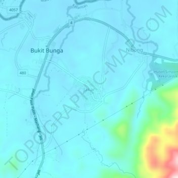 Topografische Karte Jakar, Höhe, Relief