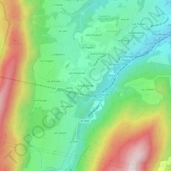 Topografische Karte Grand Village, Höhe, Relief