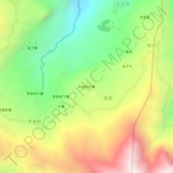 Topografische Karte 阿者科村寨, Höhe, Relief