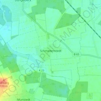 Topografische Karte Schmedenstedt, Höhe, Relief